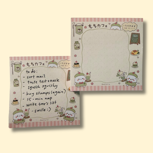 Mochi Cafe Memopad – Melon Soda, writing example